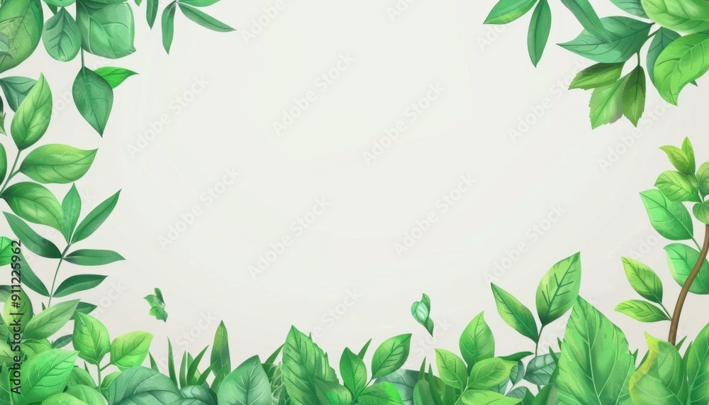 Lush Green Leaves Framing A Blank Space For Artistic Creations In Bright Natural Light Lush Green Leaves Framing A Blank Space For Artistic Creations In Bright Natural Light