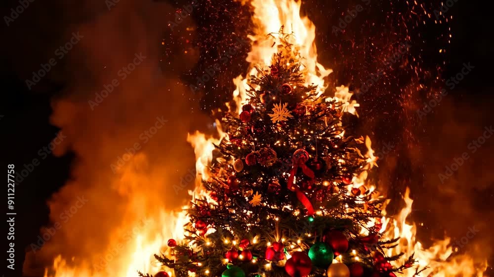 Christmas tree fire occurs during holiday celebrations late at night