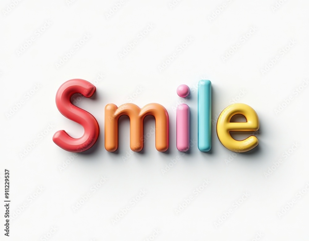 Colorful 3D letters spelling 'Smile' on a white background. Colorful 3D letters spelling 'Smile' on a white background.