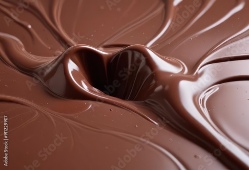 close up of liquid chocolate background, ai