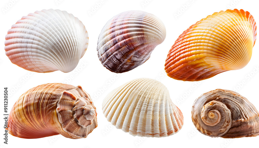set of sea shells isoleted cut out set of sea shells isoleted cut out