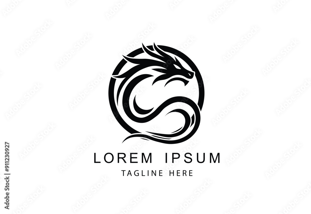 A sleek black dragon logo vector, ideal for modern branding and corporate identity. Perfect for businesses seeking a powerful and elegant emblem. A sleek black dragon logo vector, ideal for modern branding and corporate identity. Perfect for businesses seeking a powerful and elegant emblem.