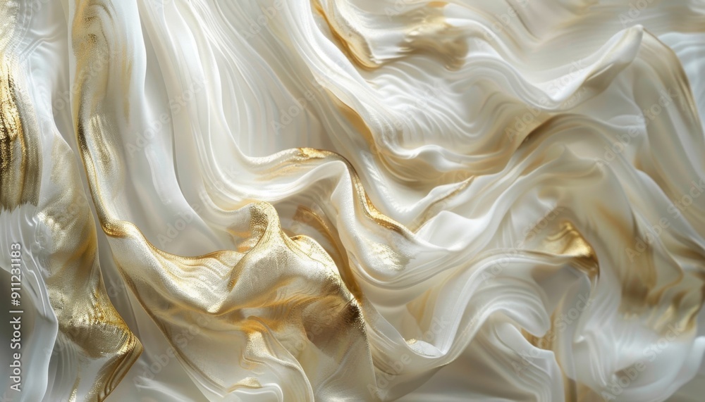 Elegant Flowing Fabric With Gold Accents Displayed In Natural Light Elegant Flowing Fabric With Gold Accents Displayed In Natural Light