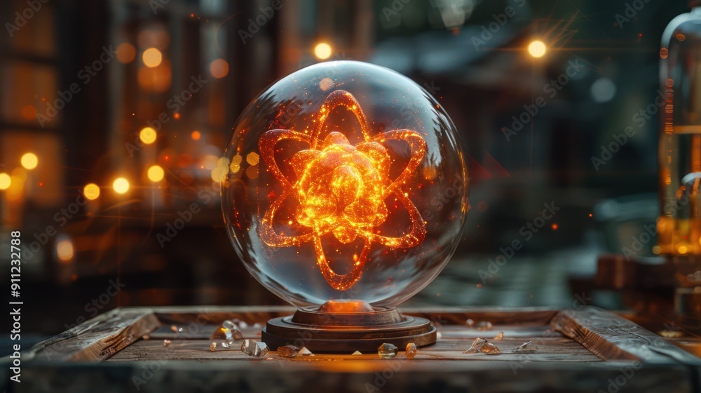 Glowing Atom in a Glass Sphere Glowing Atom in a Glass Sphere