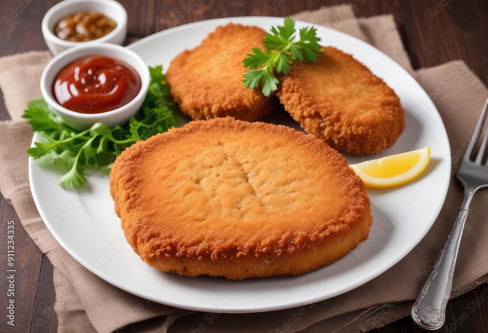 traditional german schnitzel cutlet, ai traditional german schnitzel cutlet, ai