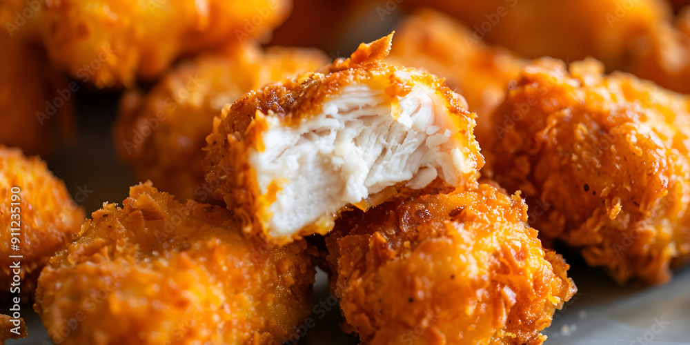 Crispy Fried Chicken Bites Close-Up Crispy Fried Chicken Bites Close-Up