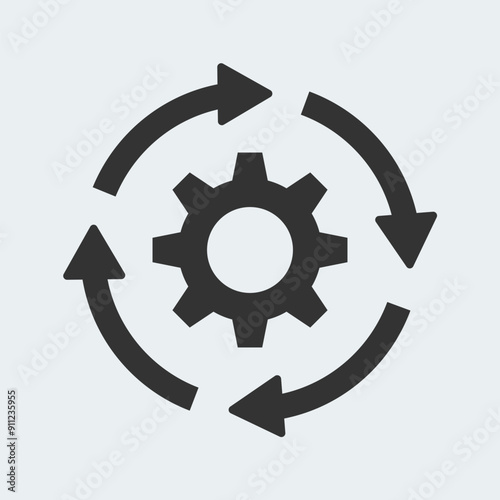 Processing icon, management, executing vector illustration design