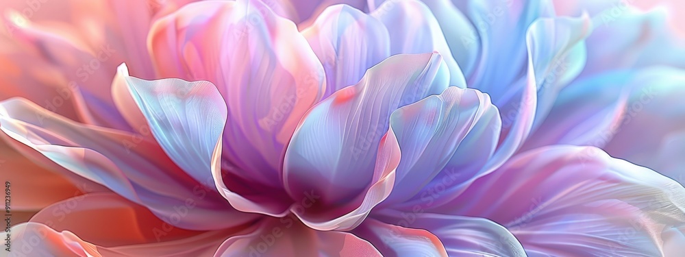 Close-Up of Delicate Pink and Blue Flower Petals