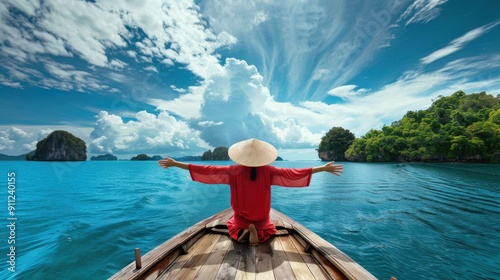 The woman on a boat photo