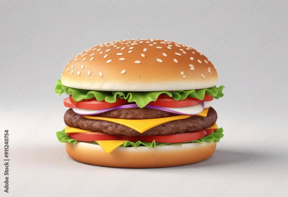 Delicious Burguer Isolated on white background, ai Delicious Burguer Isolated on white background, ai