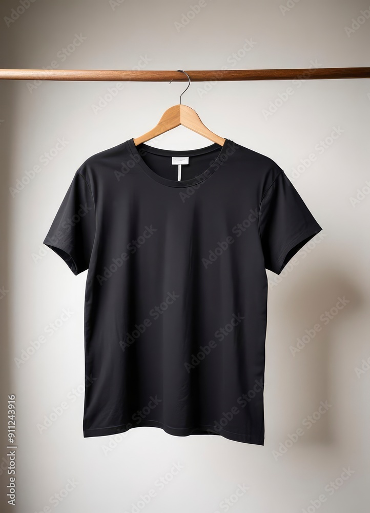 Blank black t-shirt hanger isolated on white background, ai Blank black t-shirt hanger isolated on white background, ai