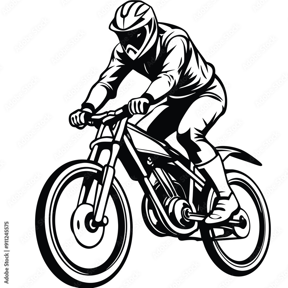 Naklejka premium Cycle action biker vector illustration silhouette
