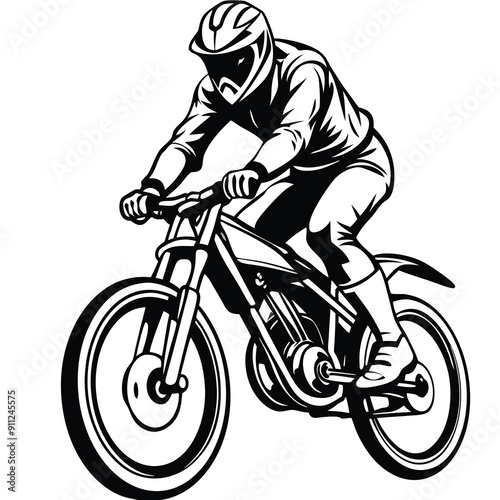 Cycle action biker vector illustration silhouette