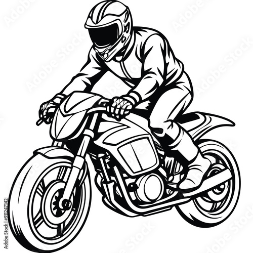Cycle action biker vector illustration silhouette