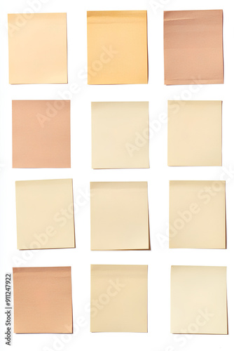 set of post it notes, isolated on white background,