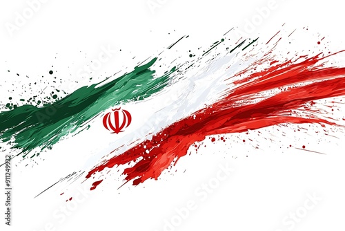 National Flag Of Iran, Designed Using Brush Strokes,