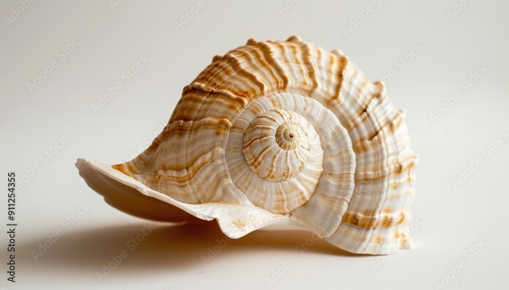 Natural Spiral Seashell Displayed on a Light Background Captured During Studio Setup Natural Spiral Seashell Displayed on a Light Background Captured During Studio Setup