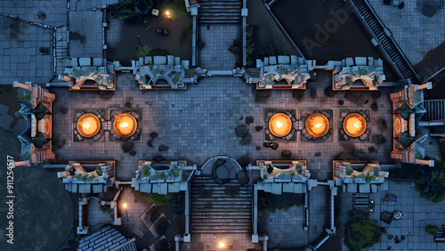 Castle Battle Map for Tabletop RPGs, Dungeons & Dragons, Adventure Game, Top-Down Perspective
