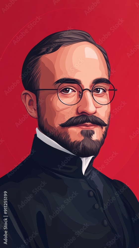 Fototapeta premium Portrait of a Man in Formal Attire with Red Background
