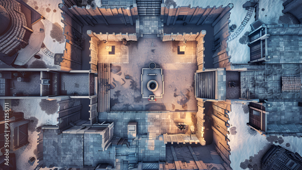 Castle Battle Map for Tabletop RPGs, Dungeons & Dragons, Adventure Game, Top-Down Perspective
Castle Battle Map for Tabletop RPGs, Dungeons & Dragons, Adventure Game, Top-Down Perspective