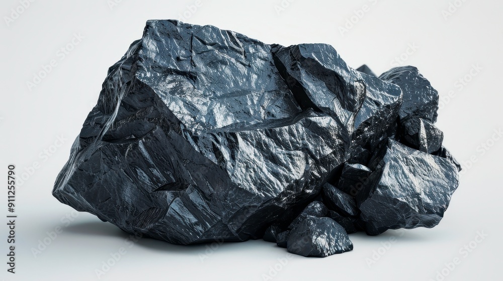 Manganese, 3D, illustration, realistic, isolated, white, background