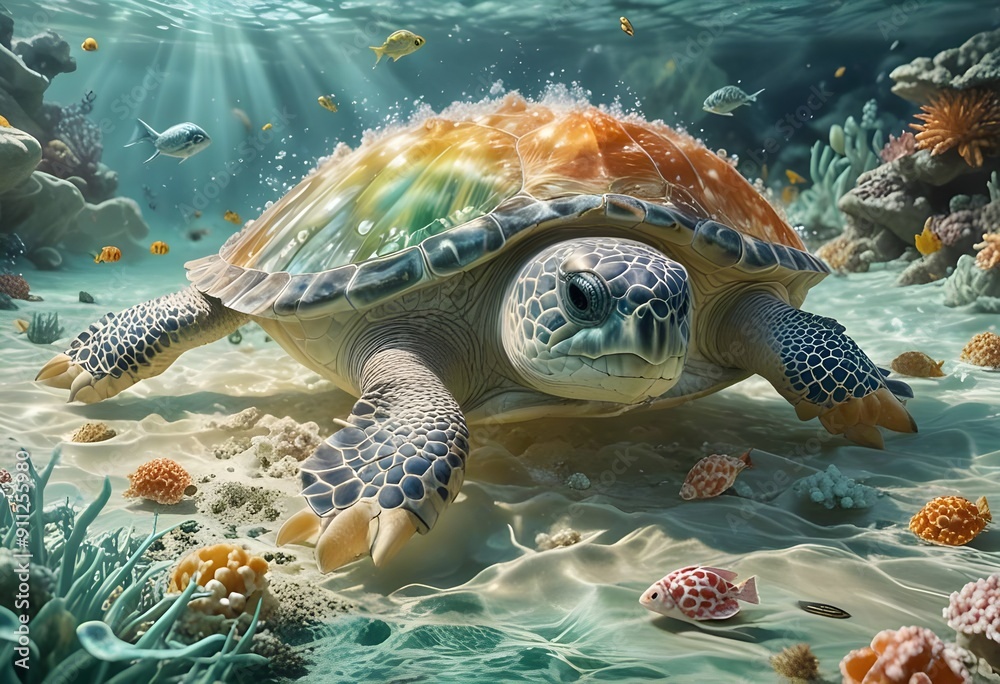 Fototapeta premium sea turtle on the beach.
