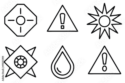 Floral line art warning illustration to convey essential safety messages