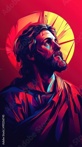 Vibrant Portrait of a Reverent Figure