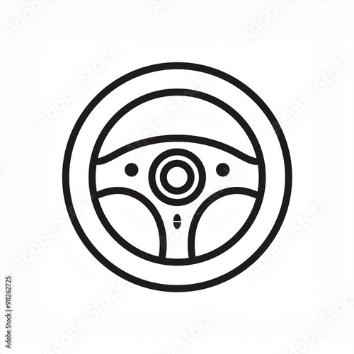 car steering wheel black icon isolated on white