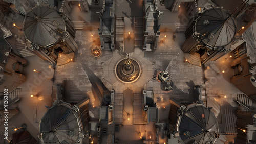 Castle Battle Map for Tabletop RPGs, Dungeons & Dragons, Adventure Game, Top-Down Perspective

