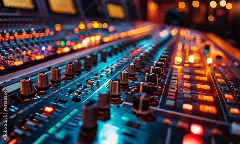 Audio Mixing Console with Faders and Knobs Audio Mixing Console with Faders and Knobs