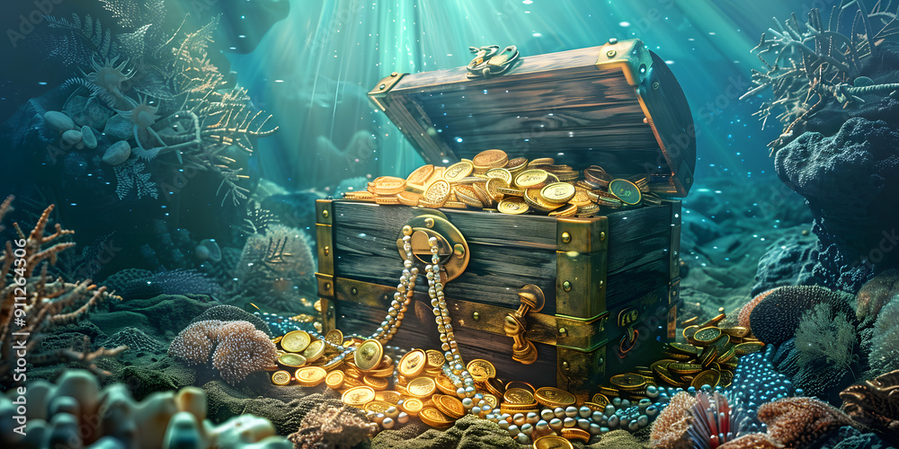 Ancient Wooden Pirate Treasure Chest Overflowing With Gold Coins ancient-wooden-pirate-treasure-chest-overflowing-with-gold-coins