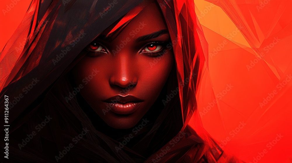 Mystical Portrait with Fiery Background Mystical Portrait with Fiery Background
