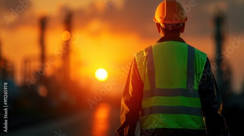 A safety officer in a chemical plant, checking for leaks with a handheld detector