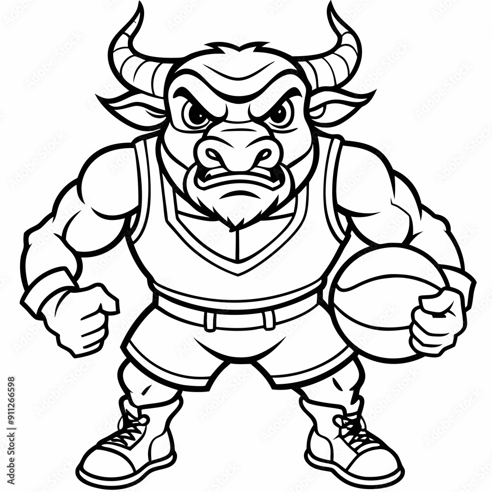basketball bull player with ball