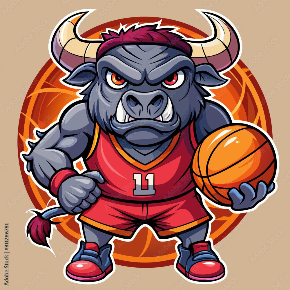 Obraz premium basketball bull player with ball