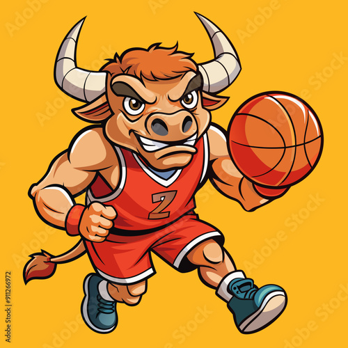 basketball bull player with ball