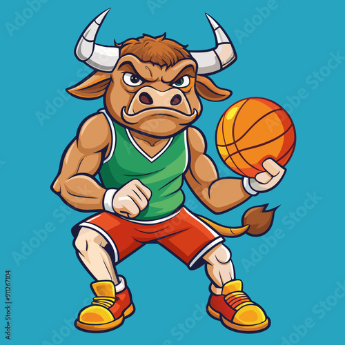 basketball bull player with ball