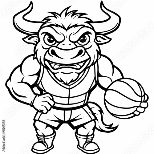 basketball bull player with ball