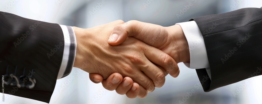 Closeup of two hands shaking in a business deal. Closeup of two hands shaking in a business deal.