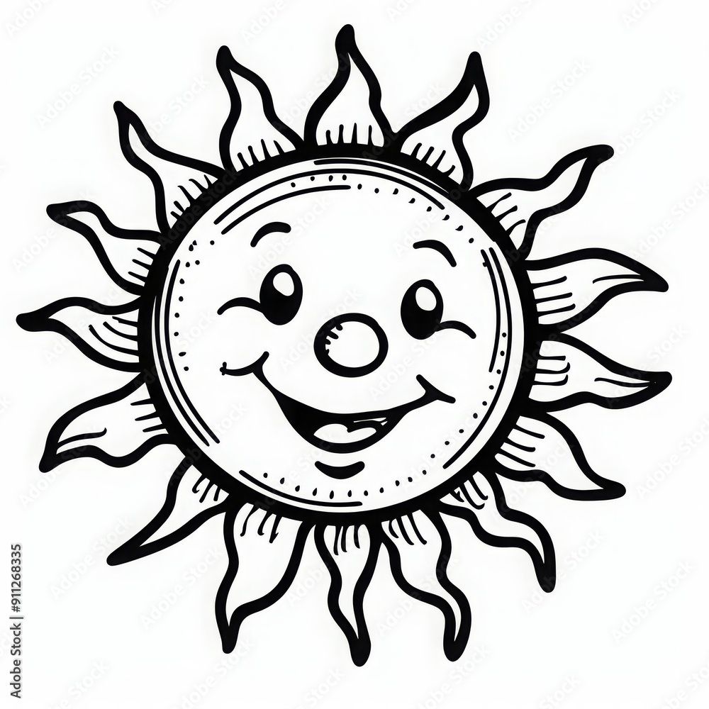 smiling sun coloring page , simple sun drawing for kids , simple black