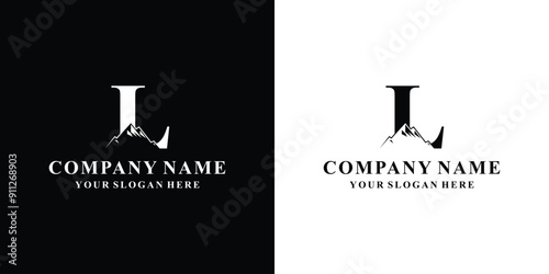 Letter L Mountain Logo Design.