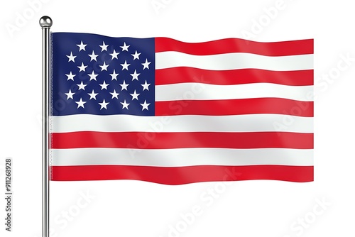 Wallpaper Mural American USA flag waving on white background Torontodigital.ca