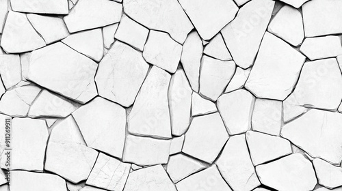 A close-up view of a textured wall composed of irregular white stones, showcasing cracks and variations in shape and size SEAMLESS PATTERN