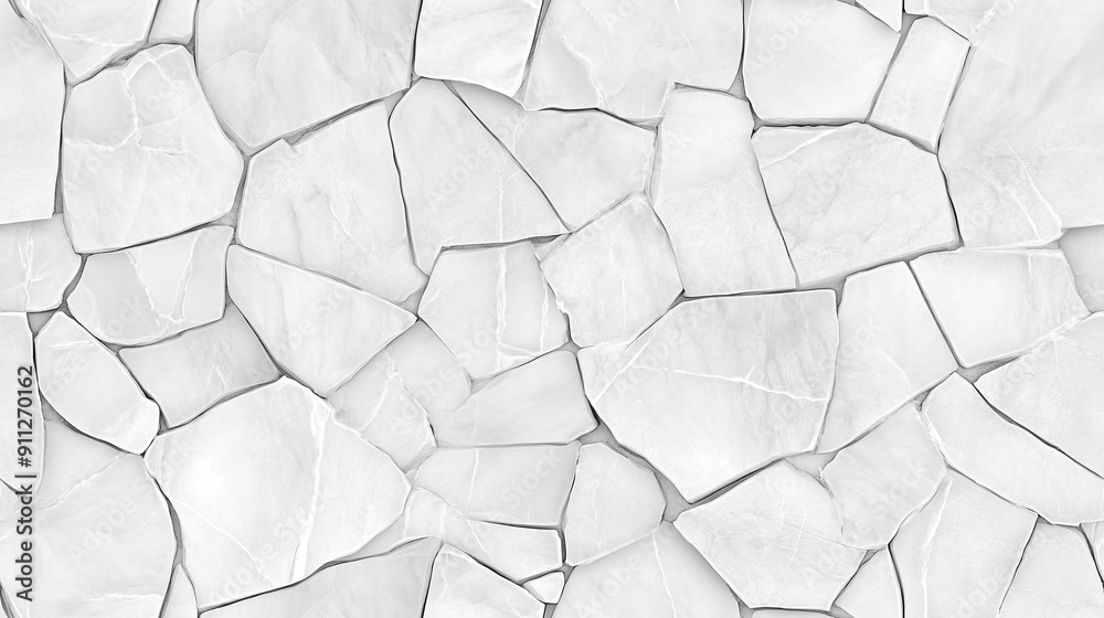 A close-up view of a textured wall composed of irregular white stones, showcasing cracks and variations in shape and size SEAMLESS PATTERN A close-up view of a textured wall composed of irregular white stones, showcasing cracks and variations in shape and size SEAMLESS PATTERN