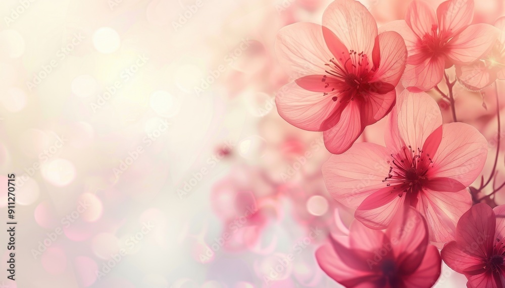 Delicate Cherry Blossom Flowers Blooming Under Soft Spring Light in a Serene Garden Delicate Cherry Blossom Flowers Blooming Under Soft Spring Light in a Serene Garden