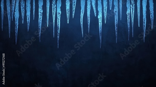 Chilling Blue Icicles on Dark Wintry Background