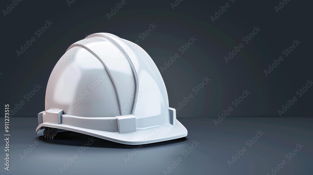 Professional white hard hat illustration on a dark background for presentation slides. Professional white hard hat illustration on a dark background for presentation slides.