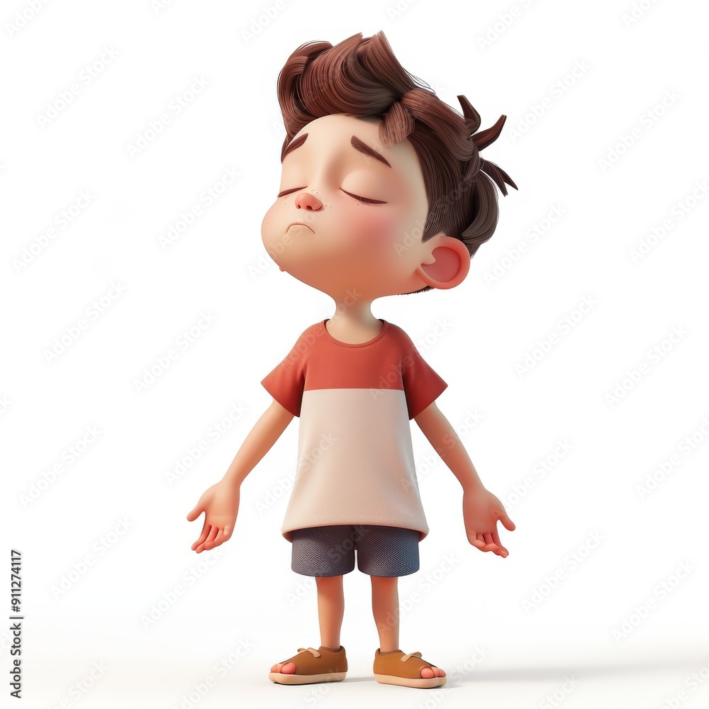 A Cartoon Boy with a Sad Expression A Cartoon Boy with a Sad Expression
