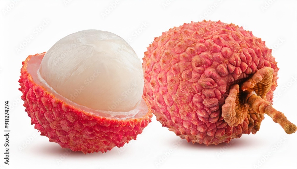 Whole Lychee Fruit Isolated on White Background, Clipping Path, Full Depth of Field Whole Lychee Fruit Isolated on White Background, Clipping Path, Full Depth of Field